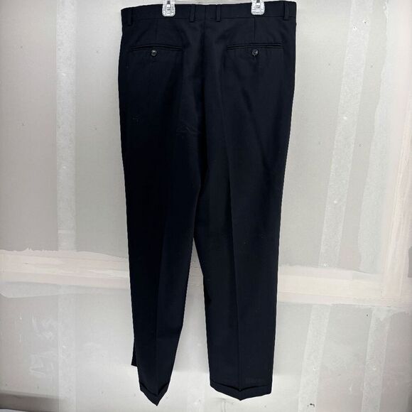 Greg Peters Dress Pants 100% Pure Wool Men's Size 36 W 30 L Pleated Front Black - Picture 4 of 4